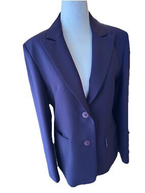 Gerard Purple Plum Blazer Jacket Size 10 Wrinkle Free Stripped Lining